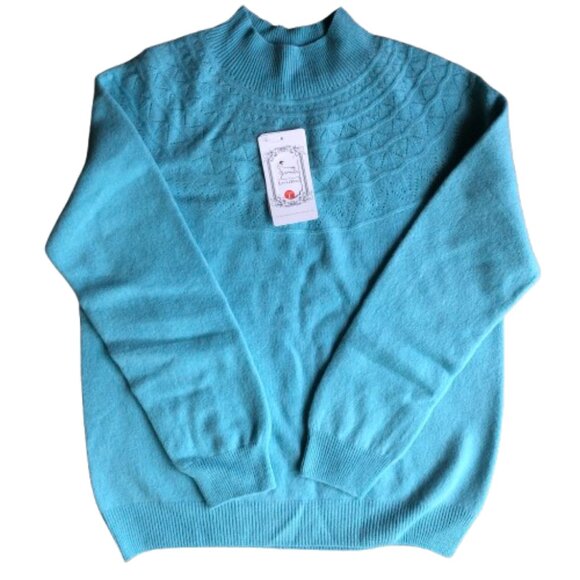 Luiza Vera Womens Large Blue Turtleneck Pullover Sweater 100% Merino Wool - Picture 3 of 7